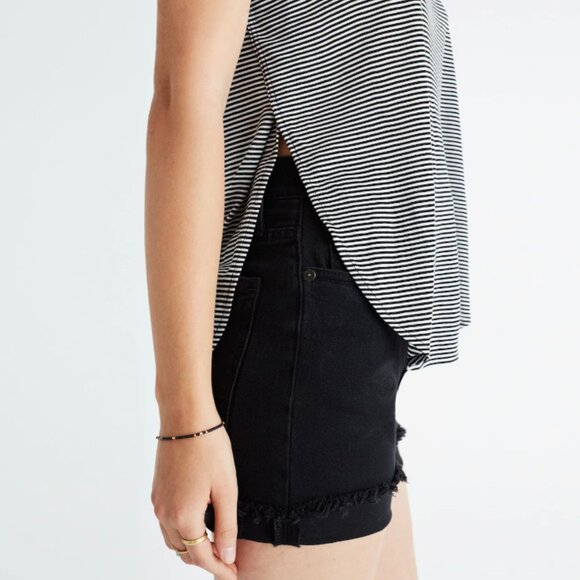 Madewell Strum Striped Black and White Tank Top-Small - Picture 3 of 10